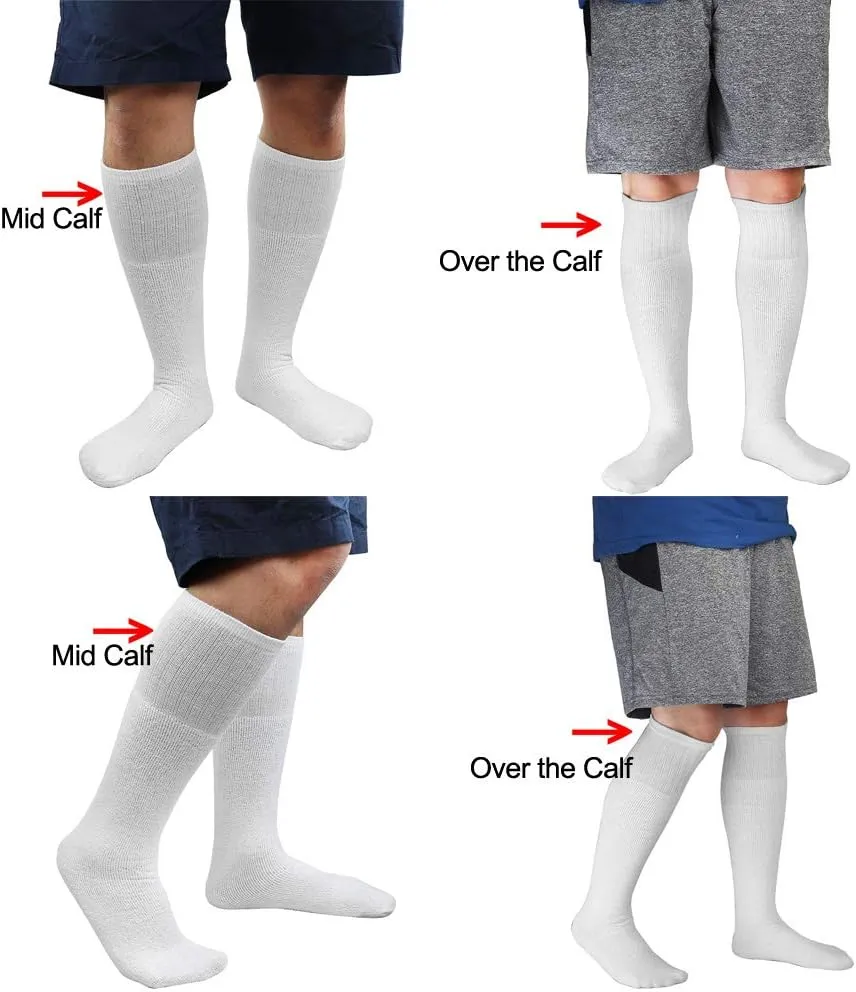 6 Pairs Men's Athletic Sport Tube Socks 10-15 Over the Calf - Big & Tall