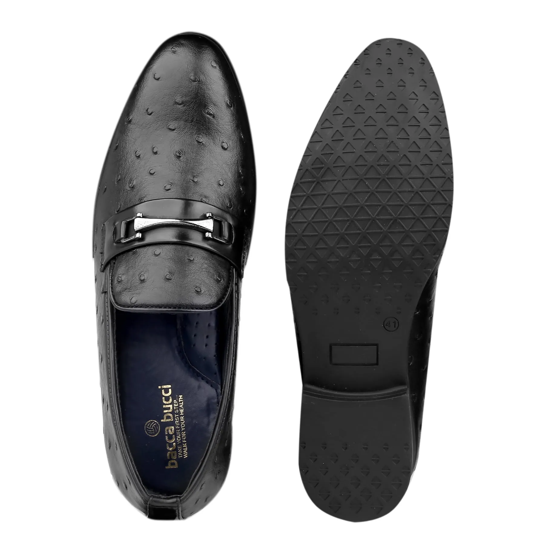 Bacca Bucci OSTRICH Party Textured Loafers | Wedding Dress Formal Slip-on Shoes