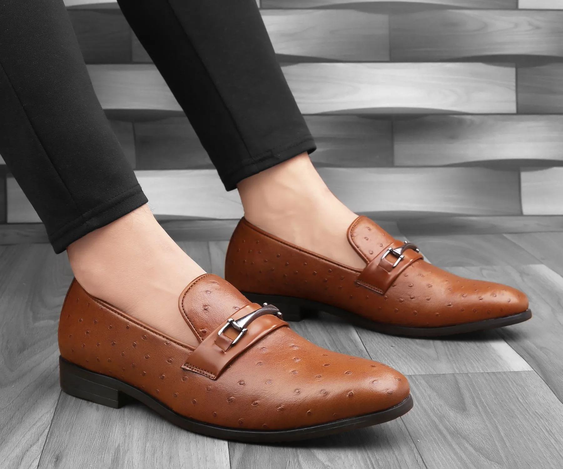 Bacca Bucci OSTRICH Party Textured Loafers | Wedding Dress Formal Slip-on Shoes