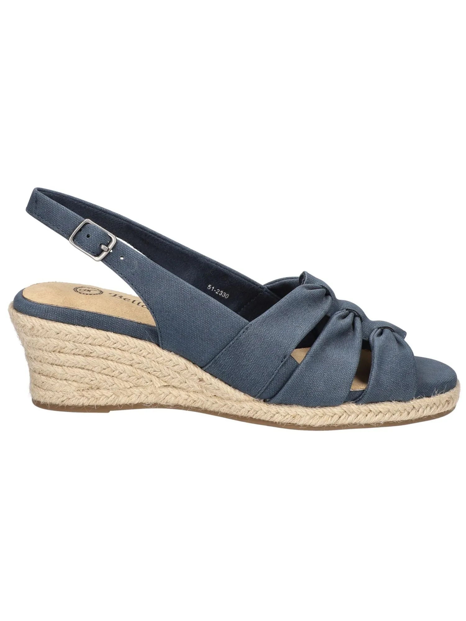 BELLA VITA Womens Navy Slingback Padded Lightweight Cheerful Round Toe Wedge Buckle Espadrille Shoes M