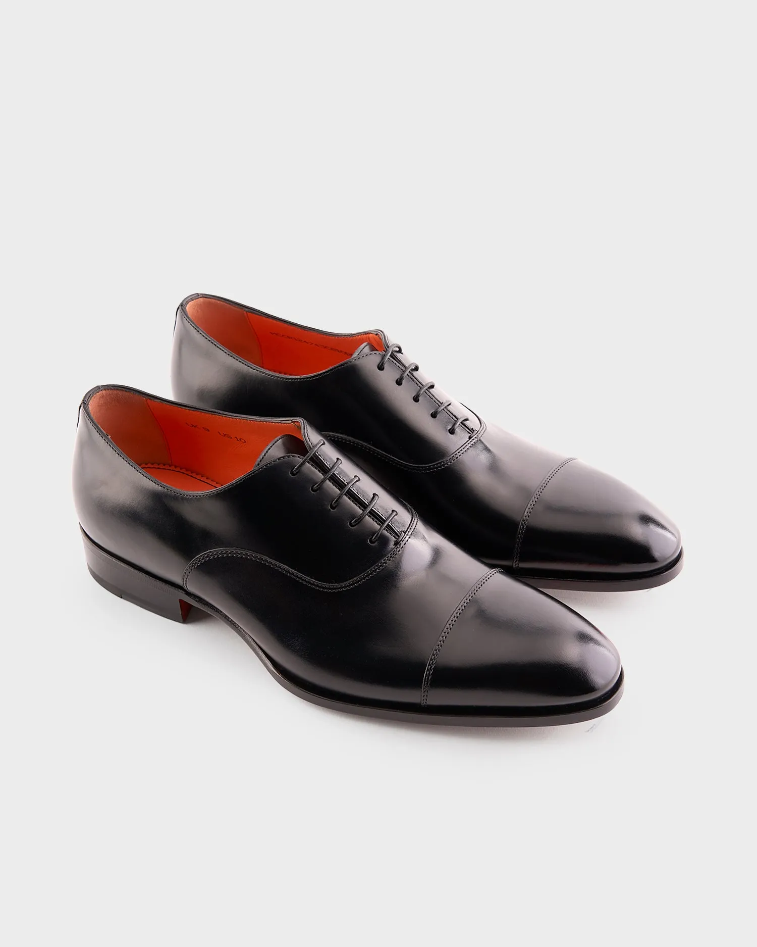 Black Polished Leather Oxford Shoes