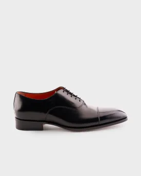 Black Polished Leather Oxford Shoes