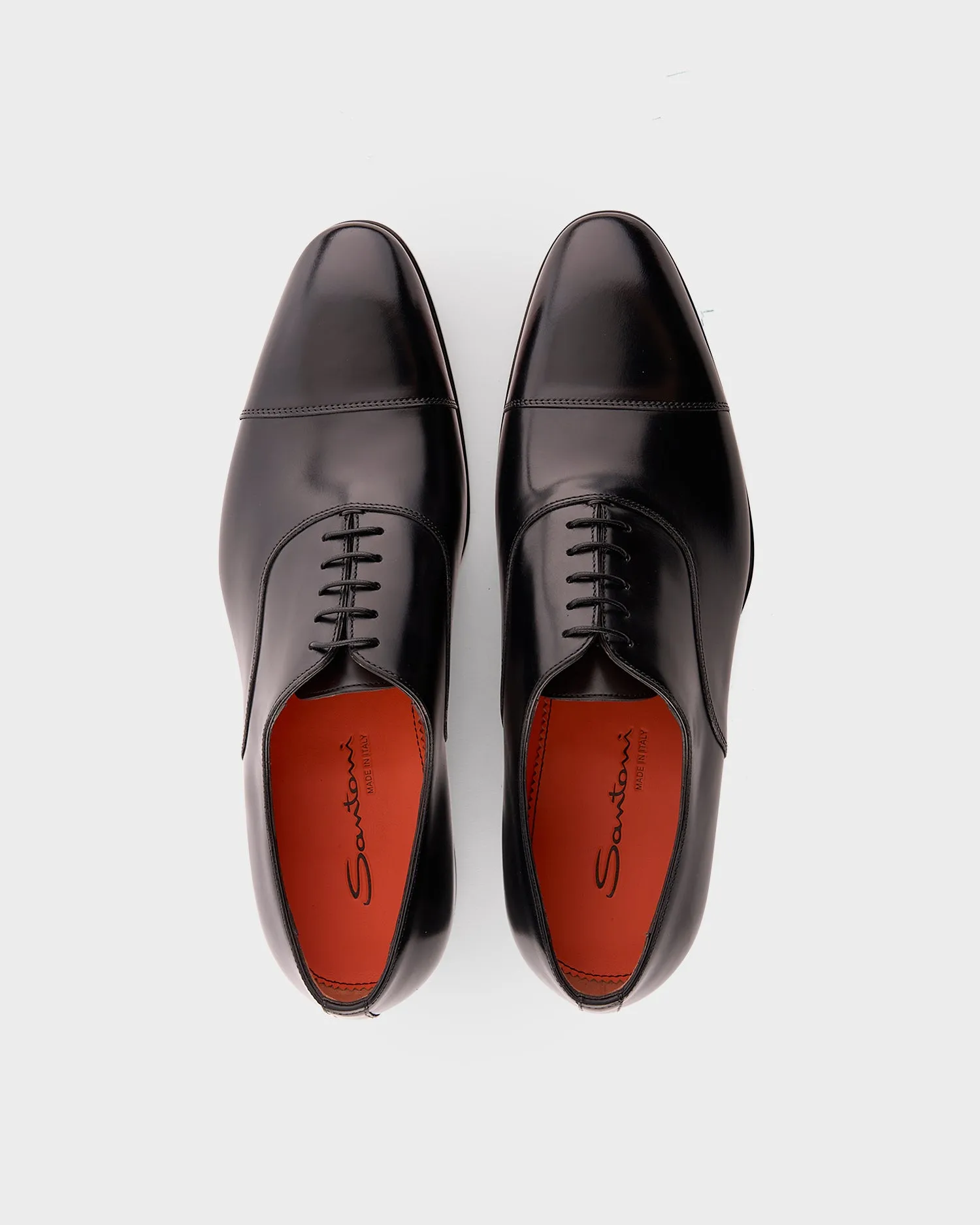 Black Polished Leather Oxford Shoes