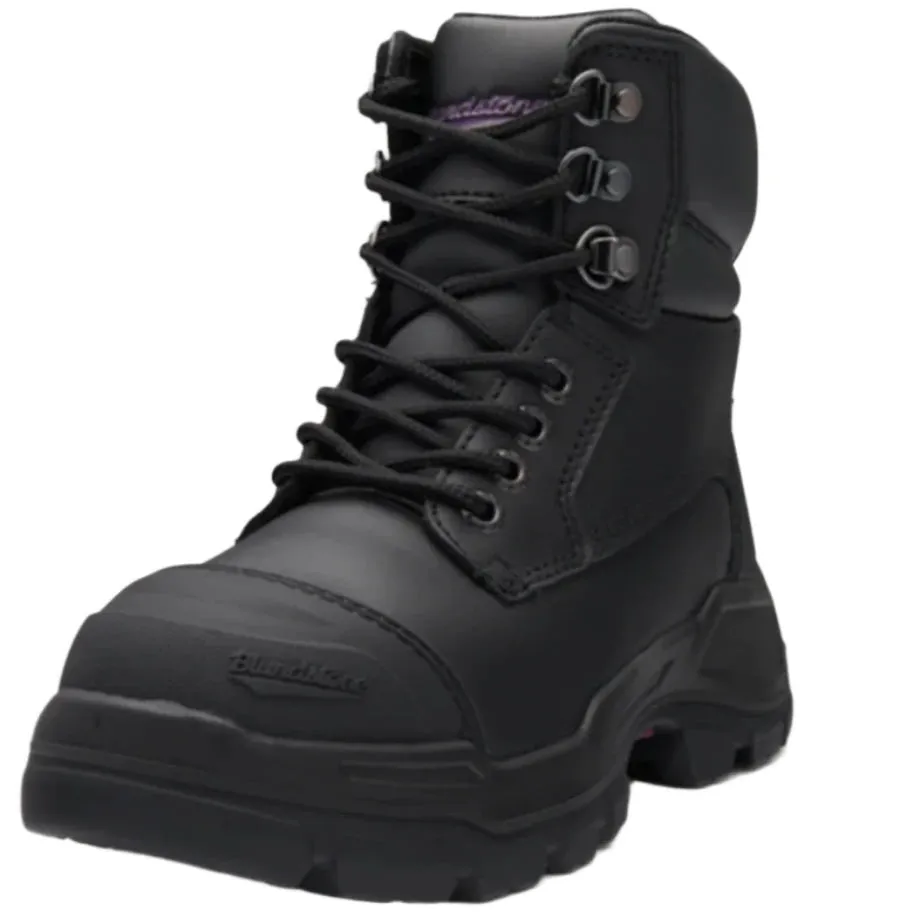 Blundstone Rotoflex Black Water Resistant Platinum Leather 150mm Zip Sided Steel Cap Women's Safety Boot (9961) (Pre Order)