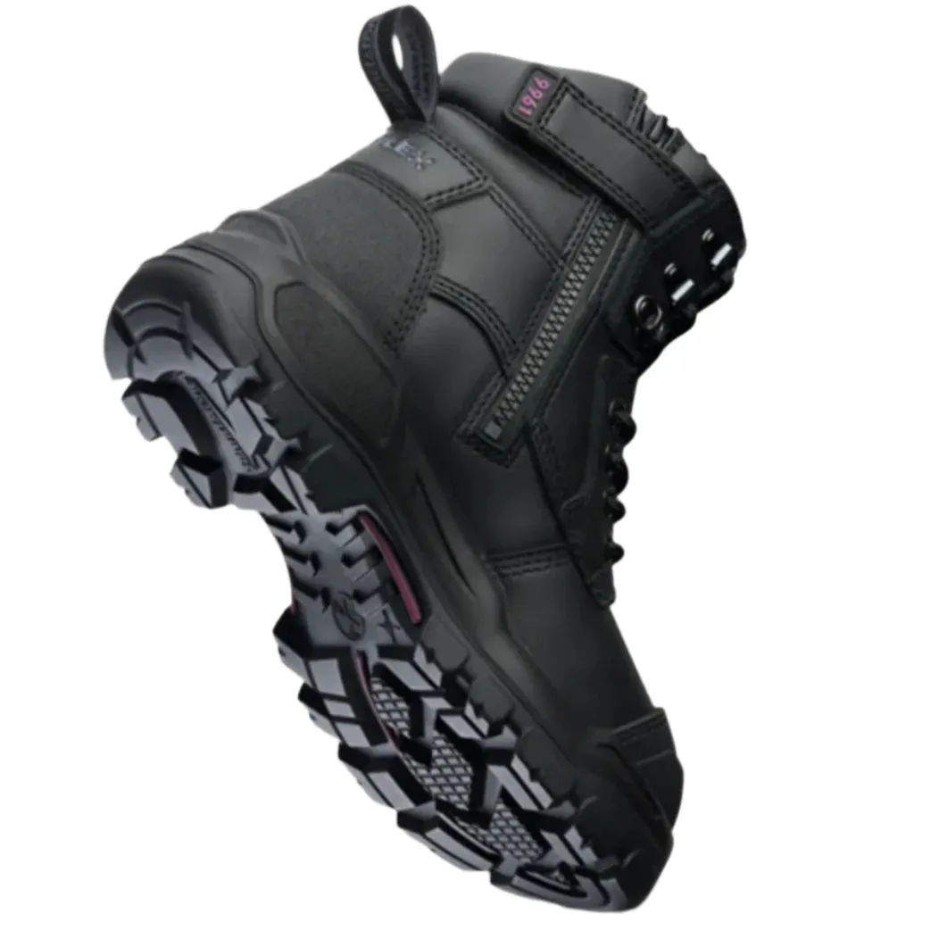 Blundstone Rotoflex Black Water Resistant Platinum Leather 150mm Zip Sided Steel Cap Women's Safety Boot (9961) (Pre Order)