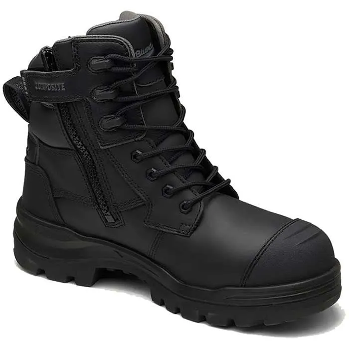 BLUNDSTONE Rotoflex Composite Black Leather Zip sided Boot