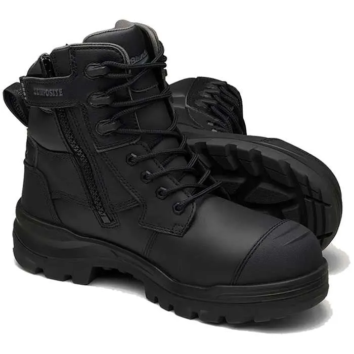 BLUNDSTONE Rotoflex Composite Black Leather Zip sided Boot
