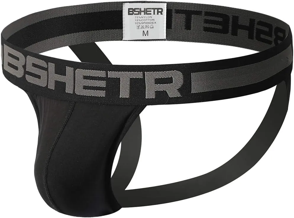 BSHETR Men's Jockstraps Athletic Supporters 4-Pack Cotton Work Out Underwear