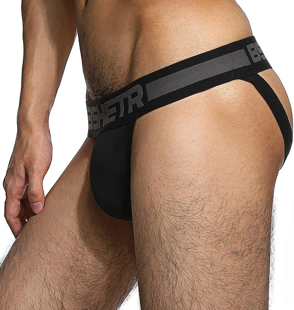 BSHETR Men's Jockstraps Athletic Supporters 4-Pack Cotton Work Out Underwear
