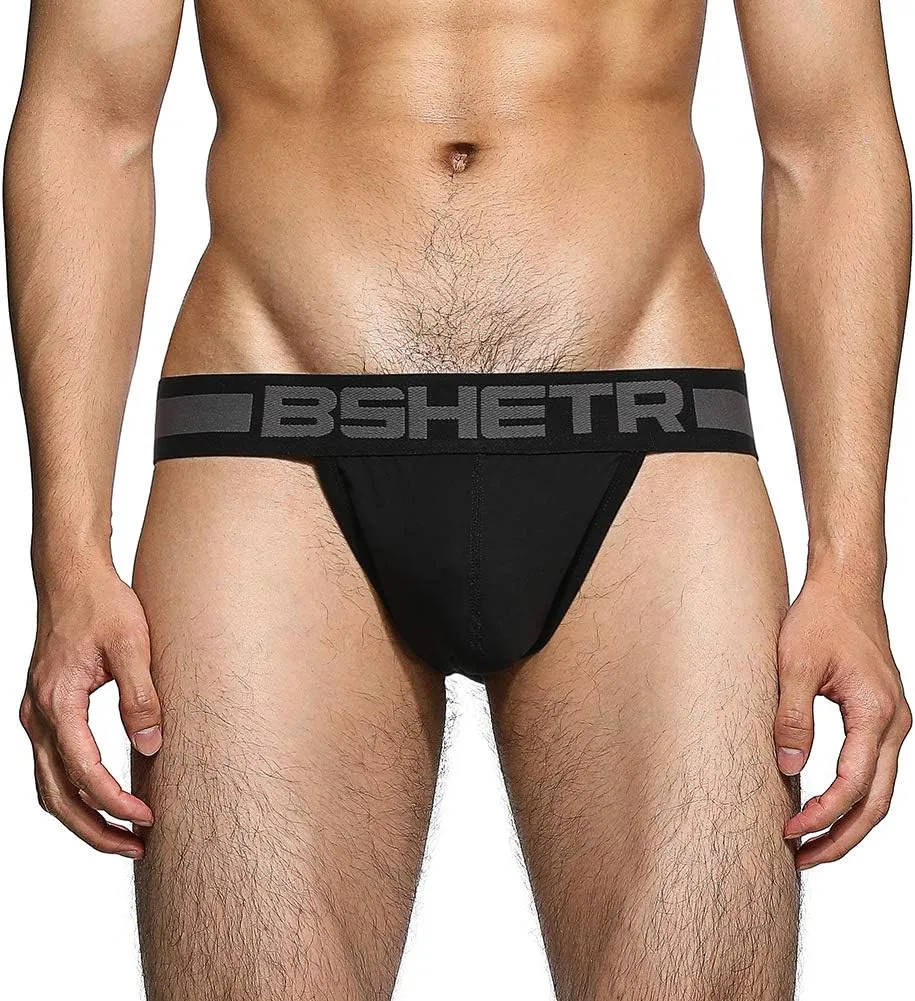BSHETR Men's Jockstraps Athletic Supporters 4-Pack Cotton Work Out Underwear