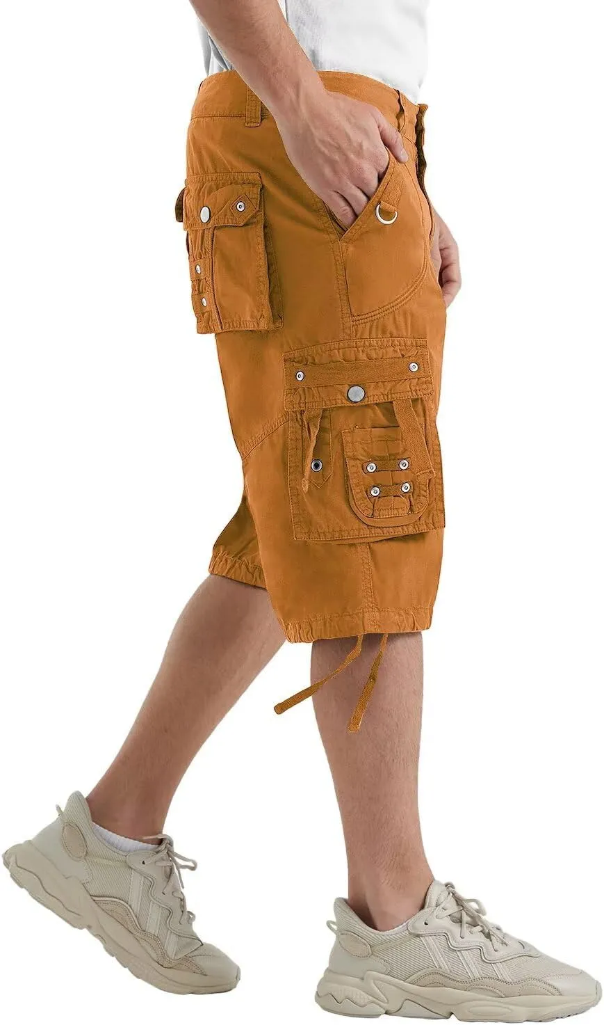 Cargo Shorts for Men Casual 3/4 Capri Pants with Pockets Long Below Knee Length Loose Fit Hiking Work