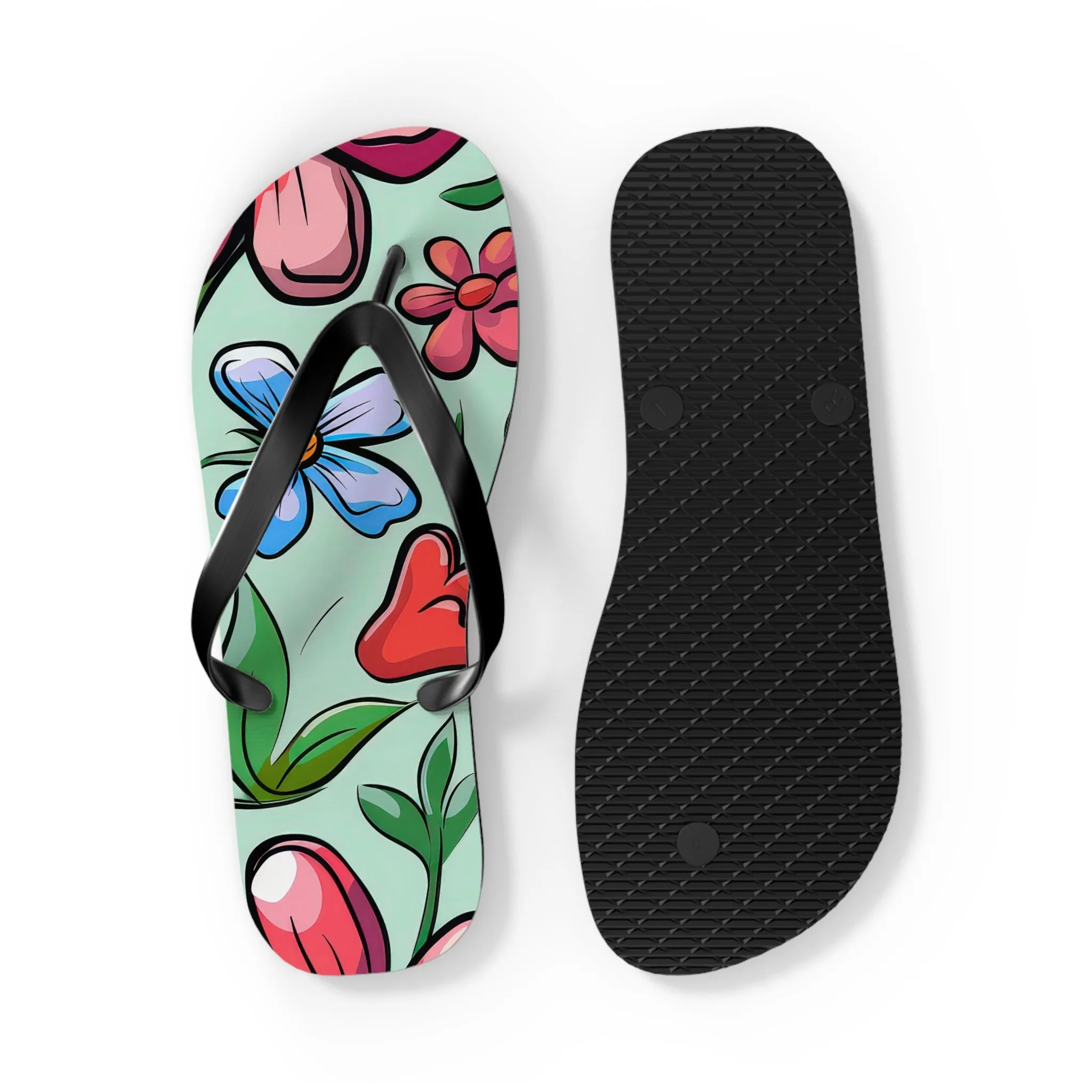 Cartoon Flowers Ver 6 - Flip Flops
