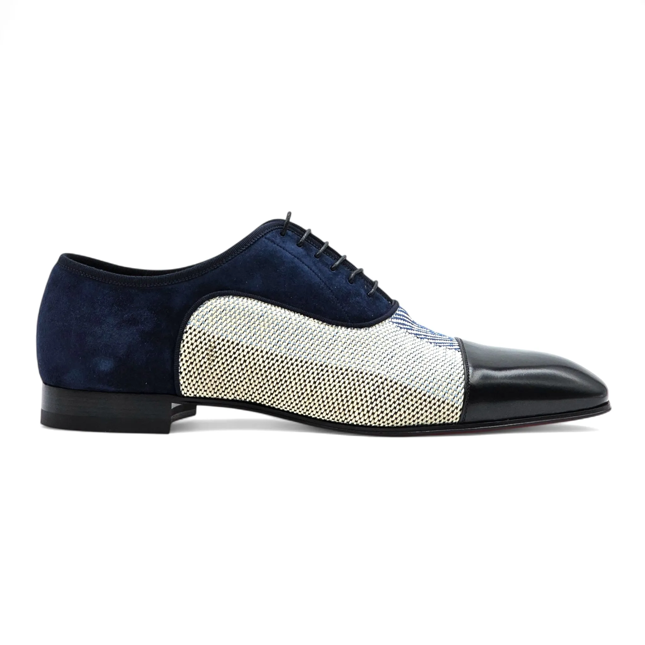 Christian Louboutin Greggo Oxford Shoes - Leather and Woven Fabric - Blue 42