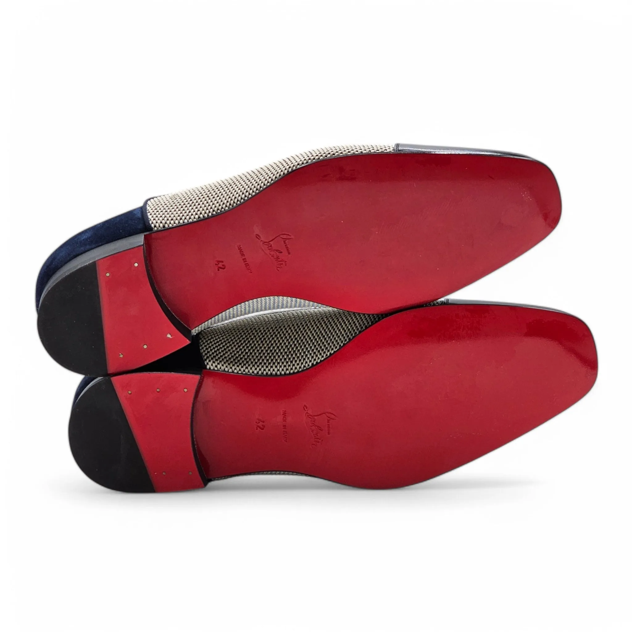 Christian Louboutin Greggo Oxford Shoes - Leather and Woven Fabric - Blue 42