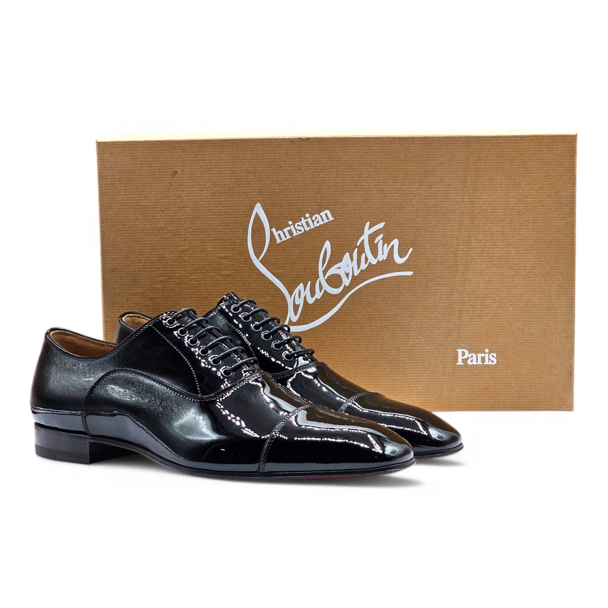 Christian Louboutin Greggo Oxford Tuxedo Shoes - Patent Leather - Black EU 40 / US 7
