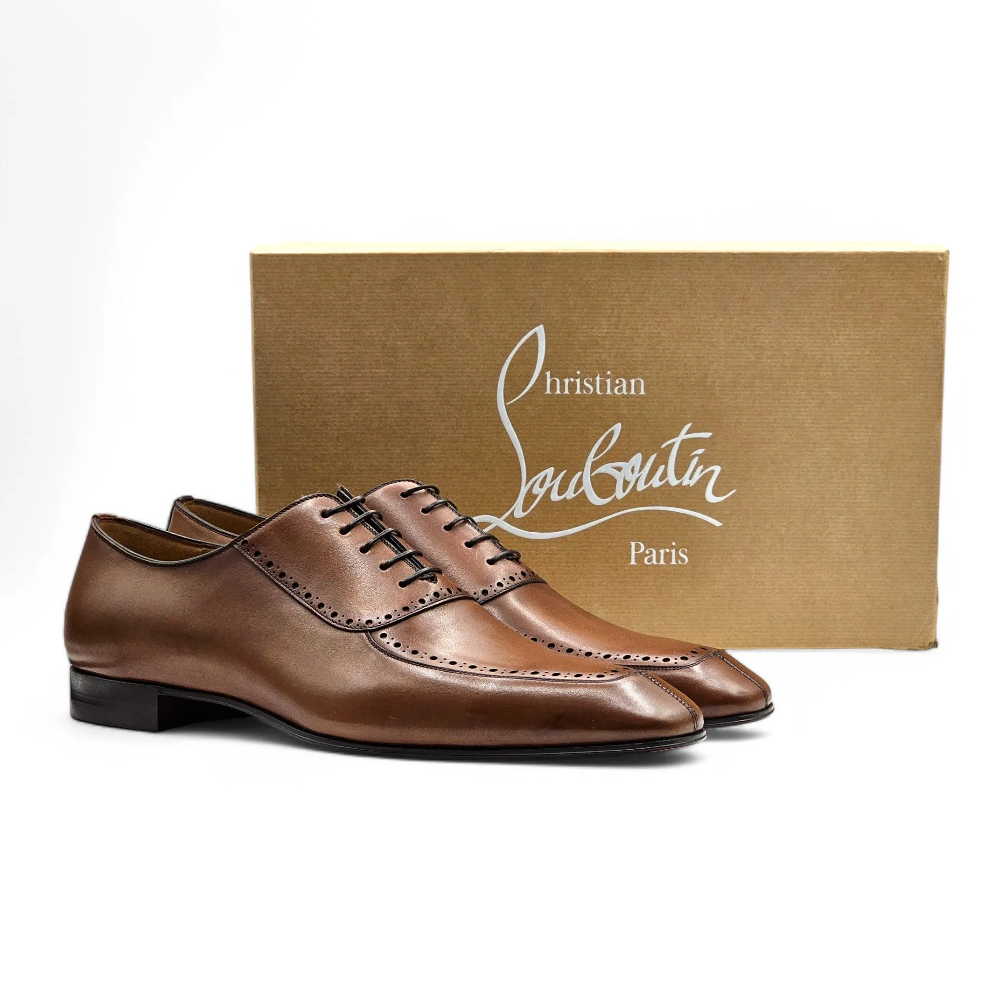 Christian Louboutin Lafitoch Leather Oxford Shoes - Brown - EU 46 / US 13