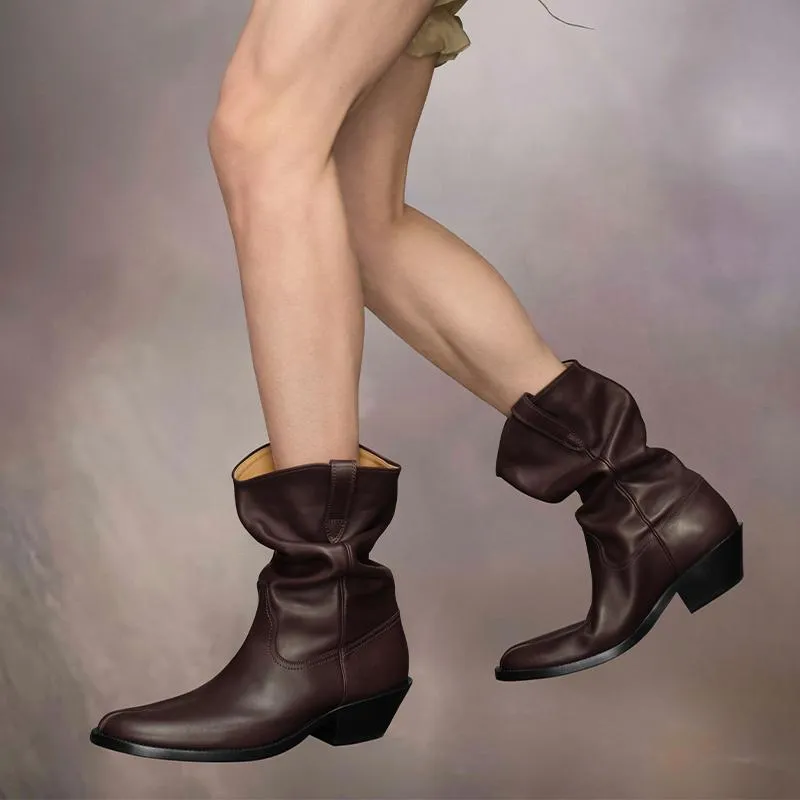 Classic Almond Toe Calf Leather Boots
