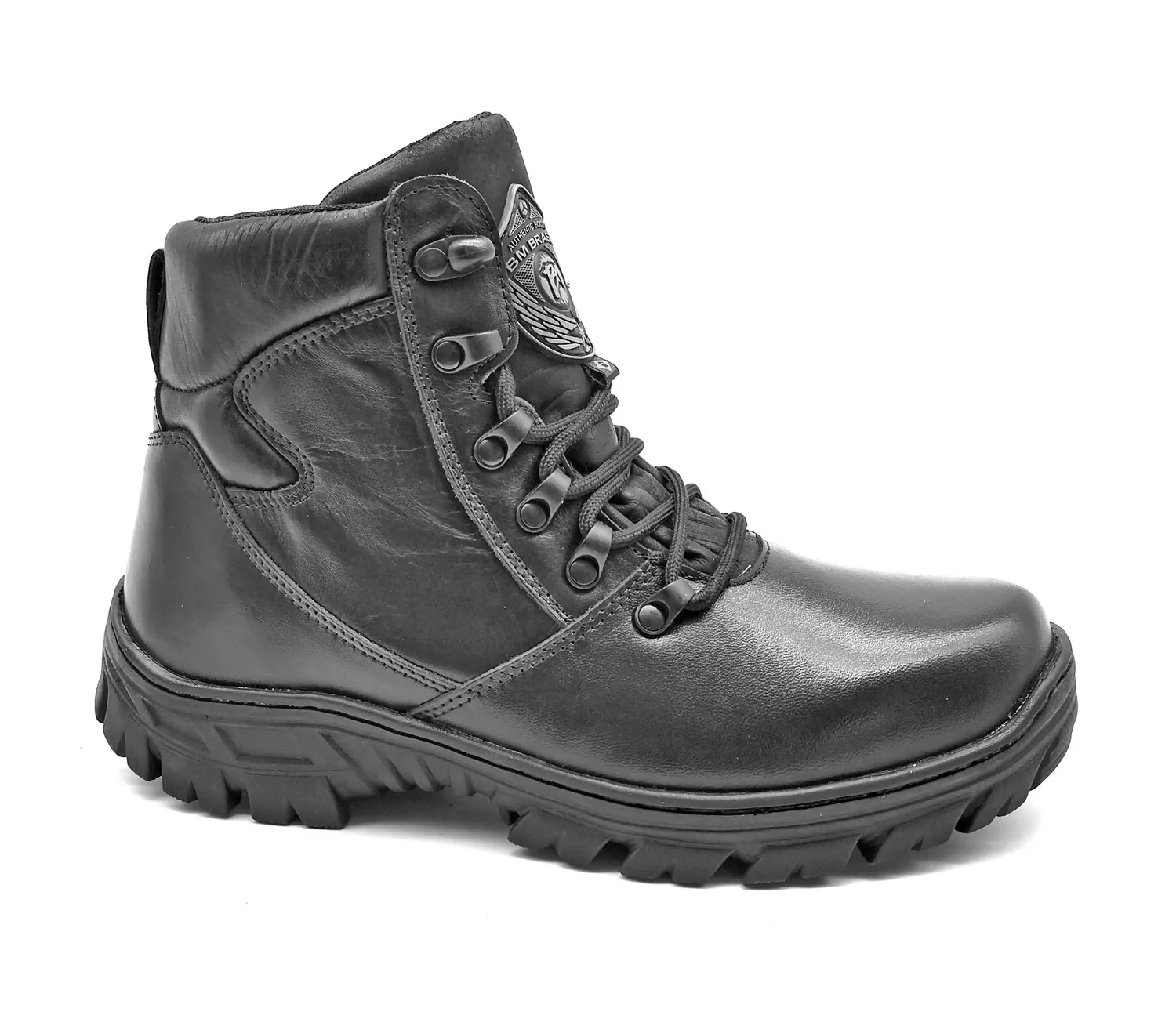 Combat Boots Black Leather Hiking Military Rock Zipper