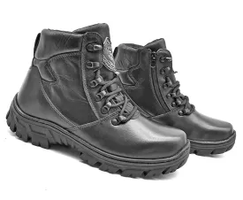 Combat Boots Black Leather Hiking Military Rock Zipper
