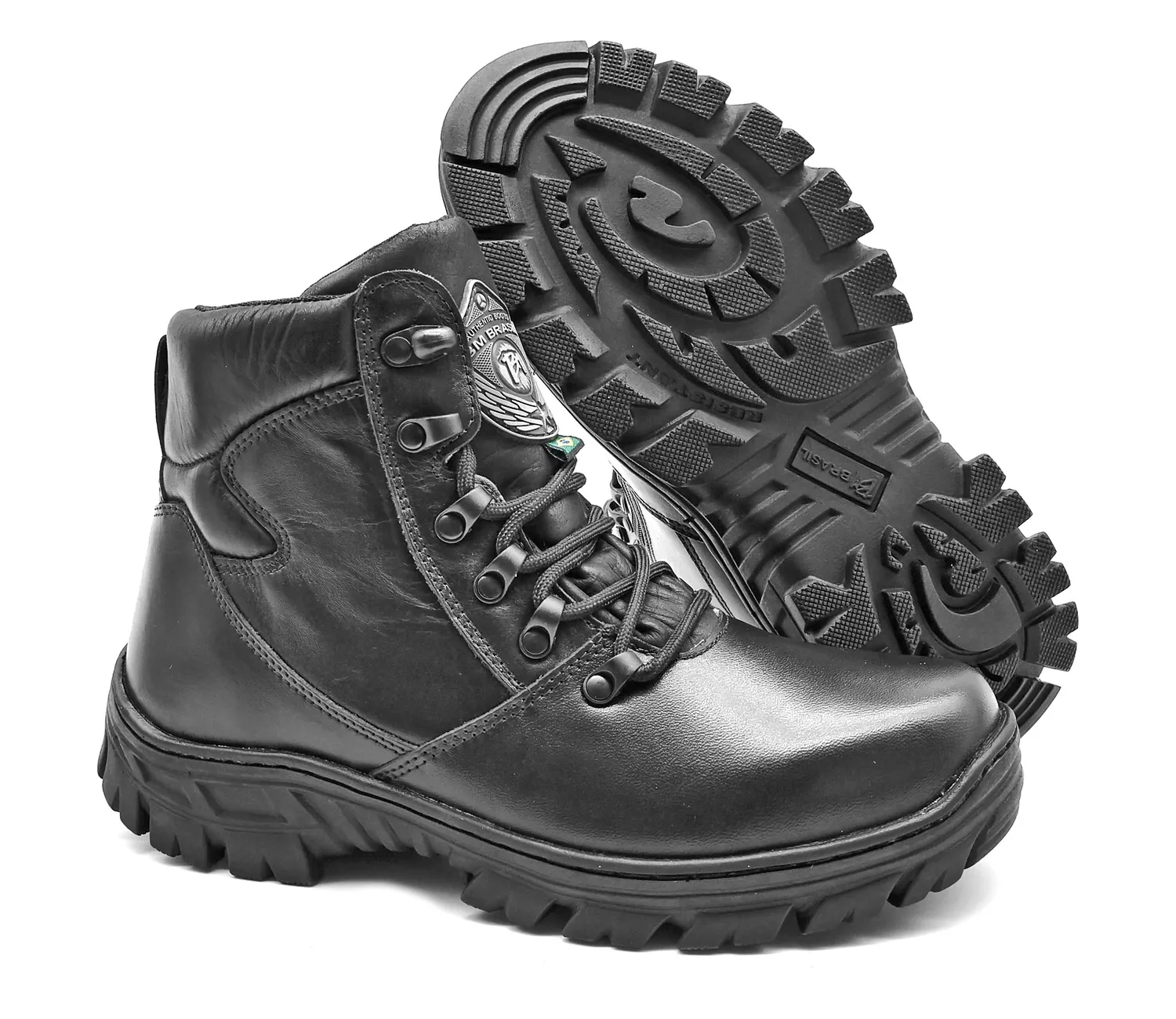 Combat Boots Black Leather Hiking Military Rock Zipper
