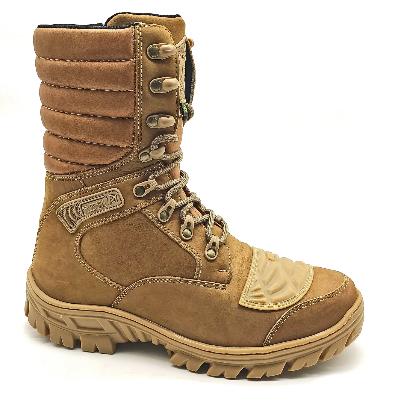 Combat Boots Coyote Brown Leather Tactical Zipper