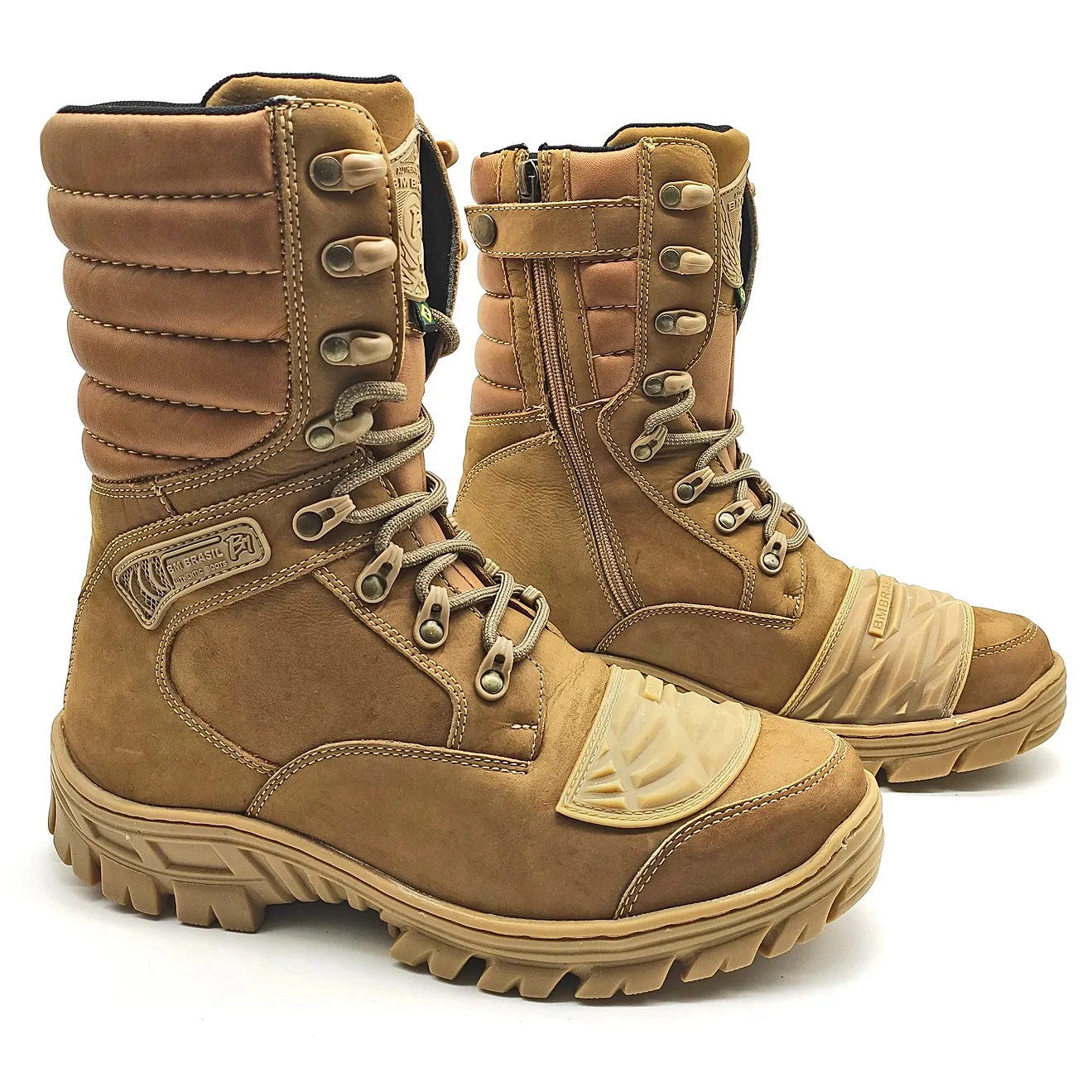 Combat Boots Coyote Brown Leather Tactical Zipper