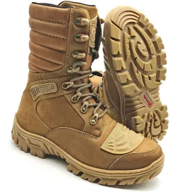 Combat Boots Coyote Brown Leather Tactical Zipper