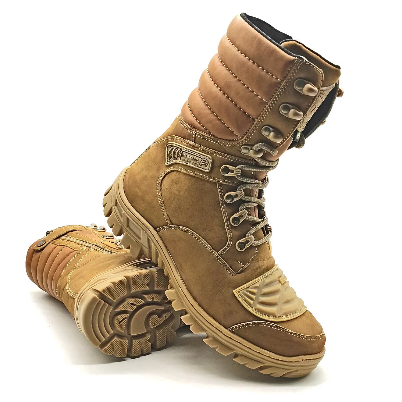Combat Boots Coyote Brown Leather Tactical Zipper