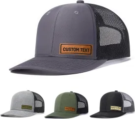 Custom Hats for Men Women Personalized Baseball Caps Leather Patch Trucker Hat for Adult Adjustable Custom Hats