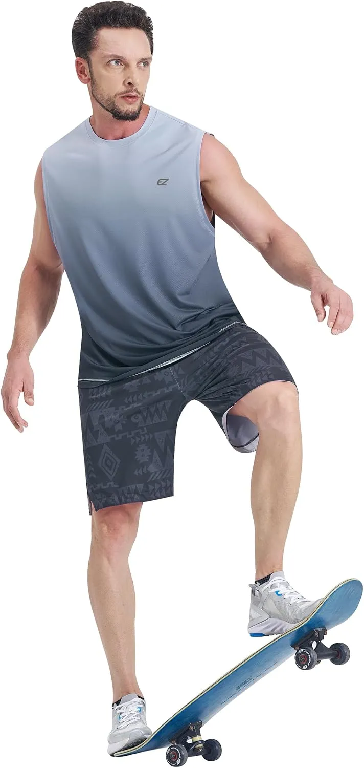 EZRUN Men's Sleeveless Shirt Quick Dry Workout Swim Shirt Gym Muscle Athletic Beach Tank Top Big and Tall