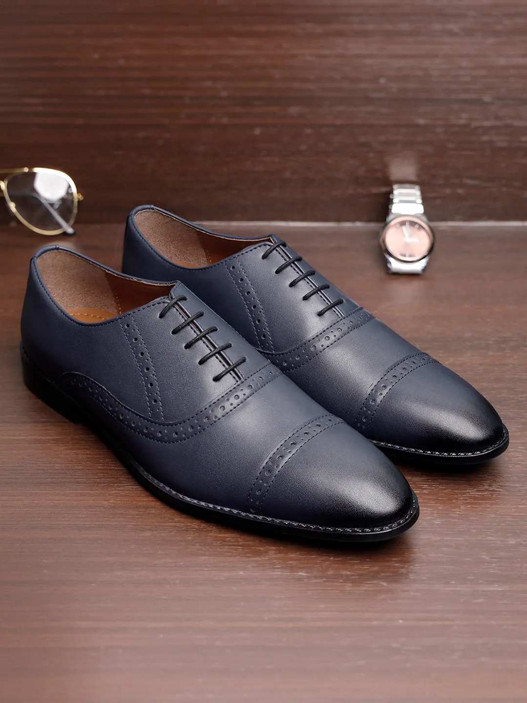 Federal Blue Oxford Style Comfortable Formal Laceup Shoes