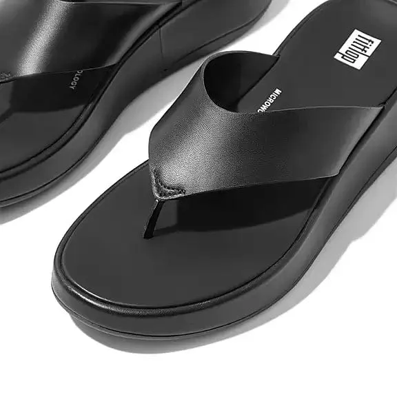 FitFlop Women's F-Mode Leather Flatform Flip Flops- Black