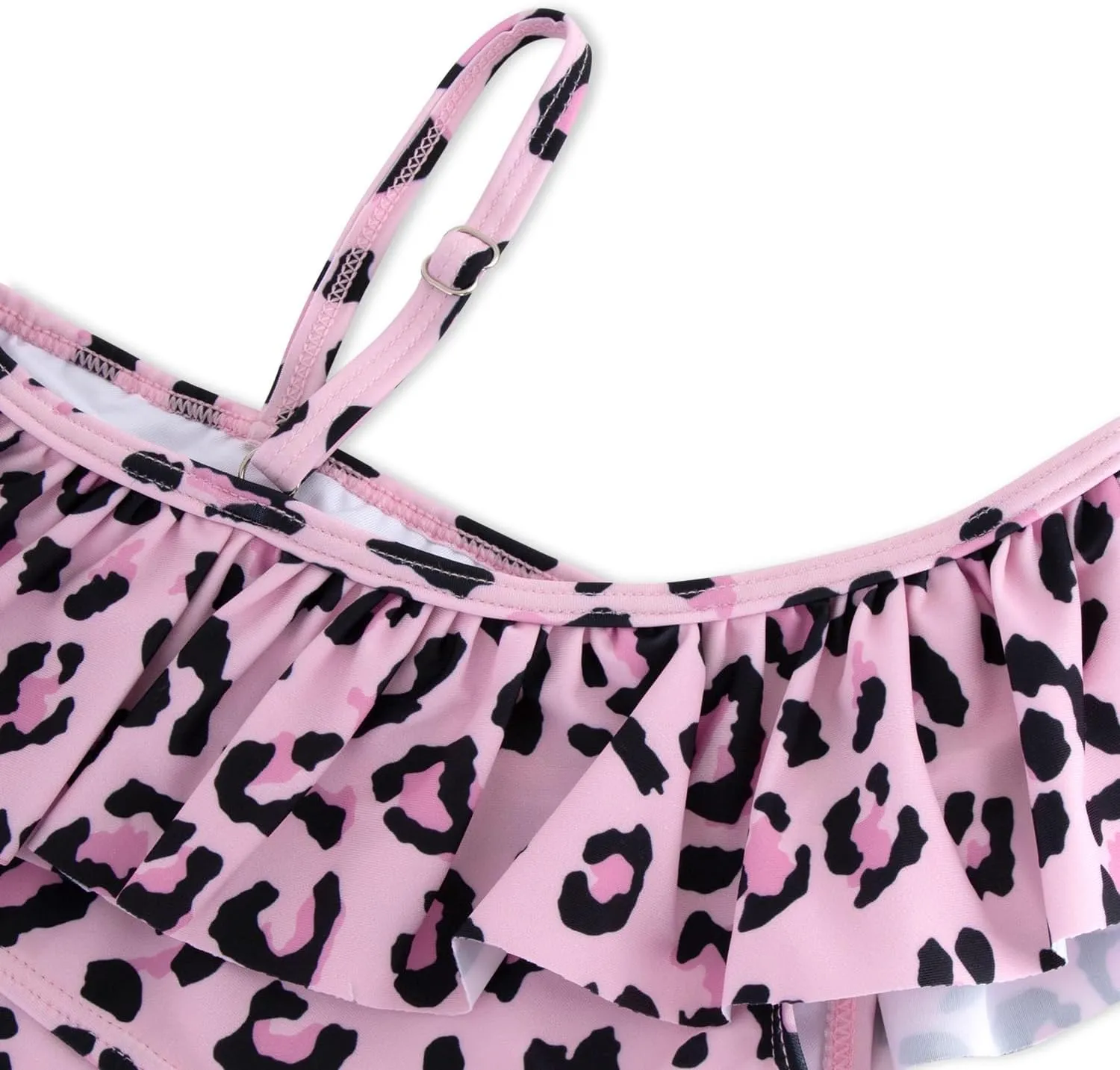 Girls One Piece Swimsuits Cutout Ruffle Bathing Suit Quick Dry Beach Swimwear with Adjustable Strap 5-14 Years