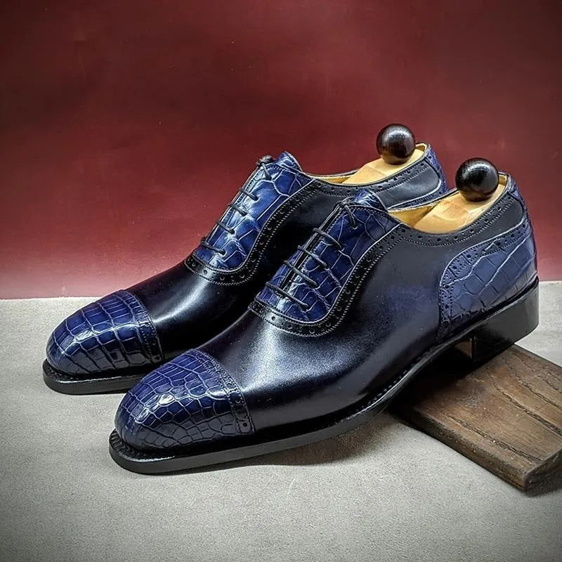 Handmade Crocodile Leather Oxford Dress Shoes