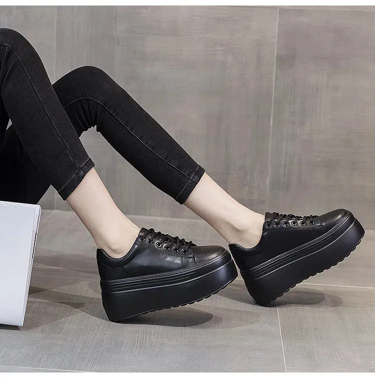 Joskaa 2024 New High Top Black Platform Sneakers