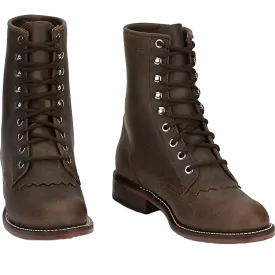 Justin Ladies McKean Water Buffalo Khaki Combat Boots RP537