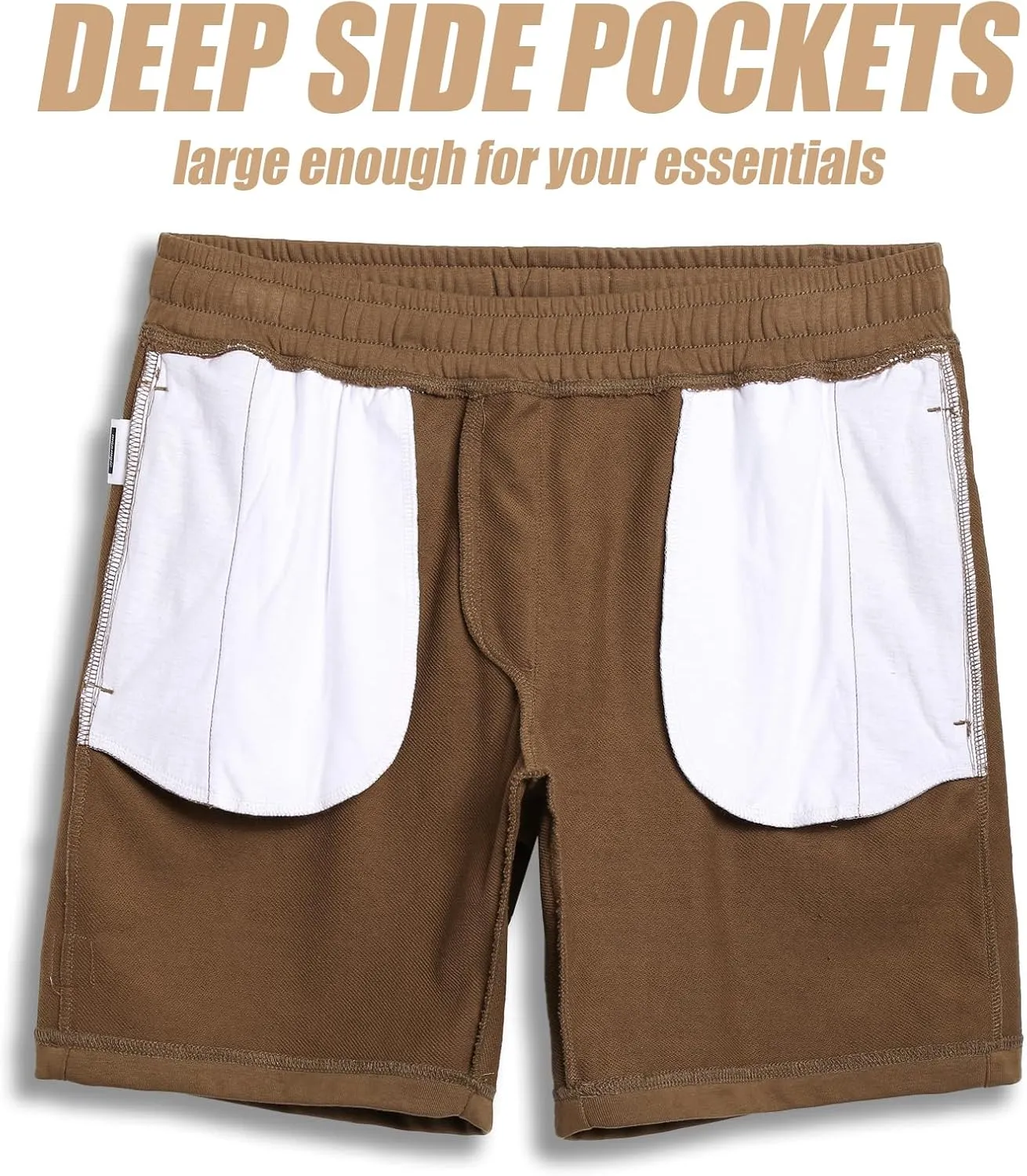 maamgic Mens Sweat Shorts 7" Above Knee Workout Gym Shorts Lounge Shorts with Zipper Pockets