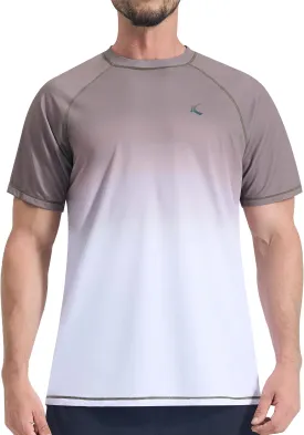 Mens Swim Shirts UPF 50  Sun Protection Quick Dry SPF Rash Guard Outdoor Beach Fishing T Shirts