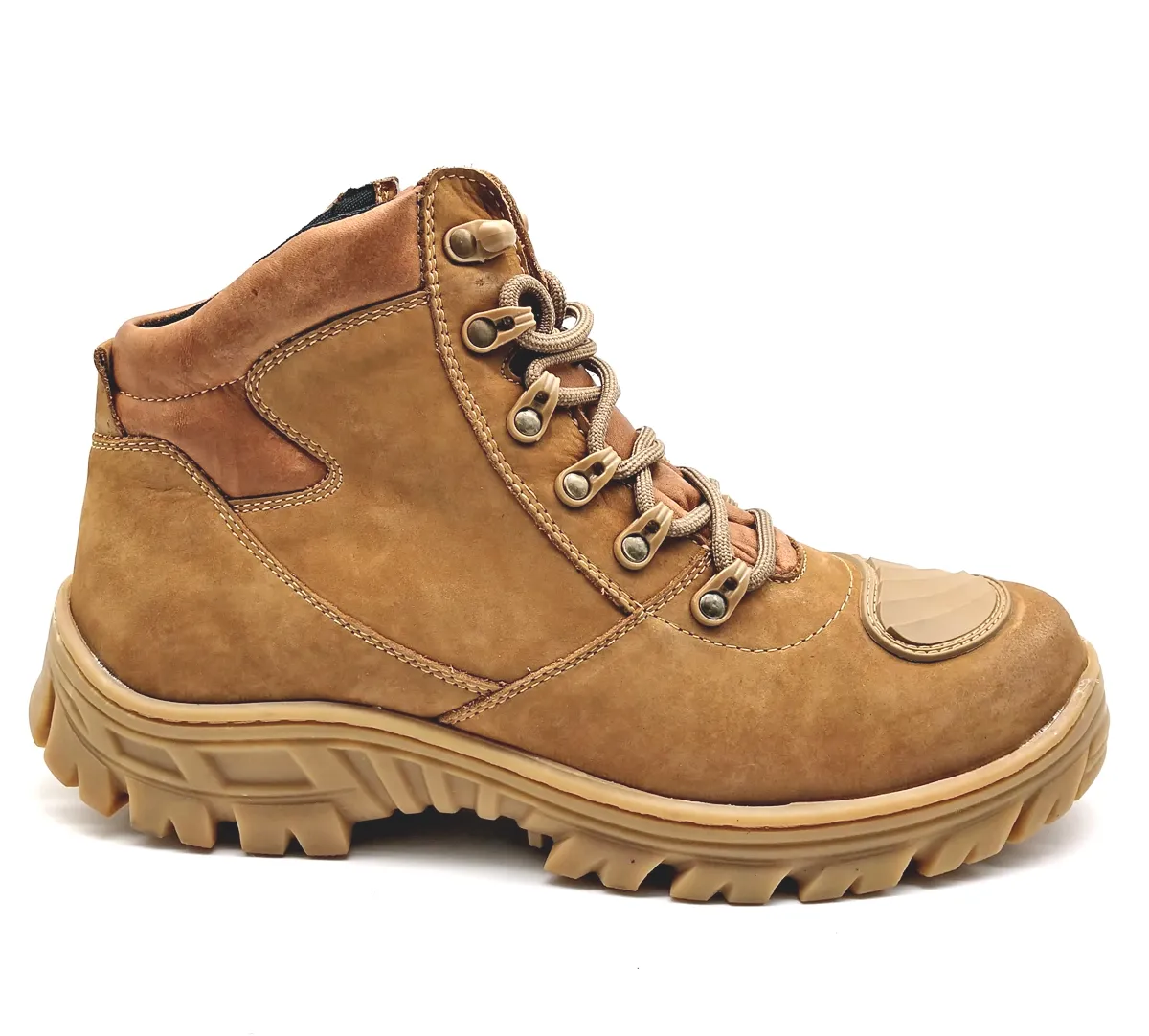 Motorcycle Boots Tan Leather Hiking Lace Up Rock Combat