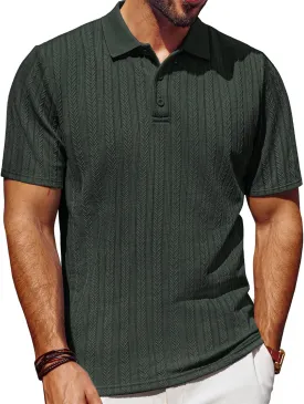 PJ PAUL JONES Mens Polo Shirts Short Sleeve Fashion Textured Polo Shirt Regular Fit Stretchy Golf Shirts