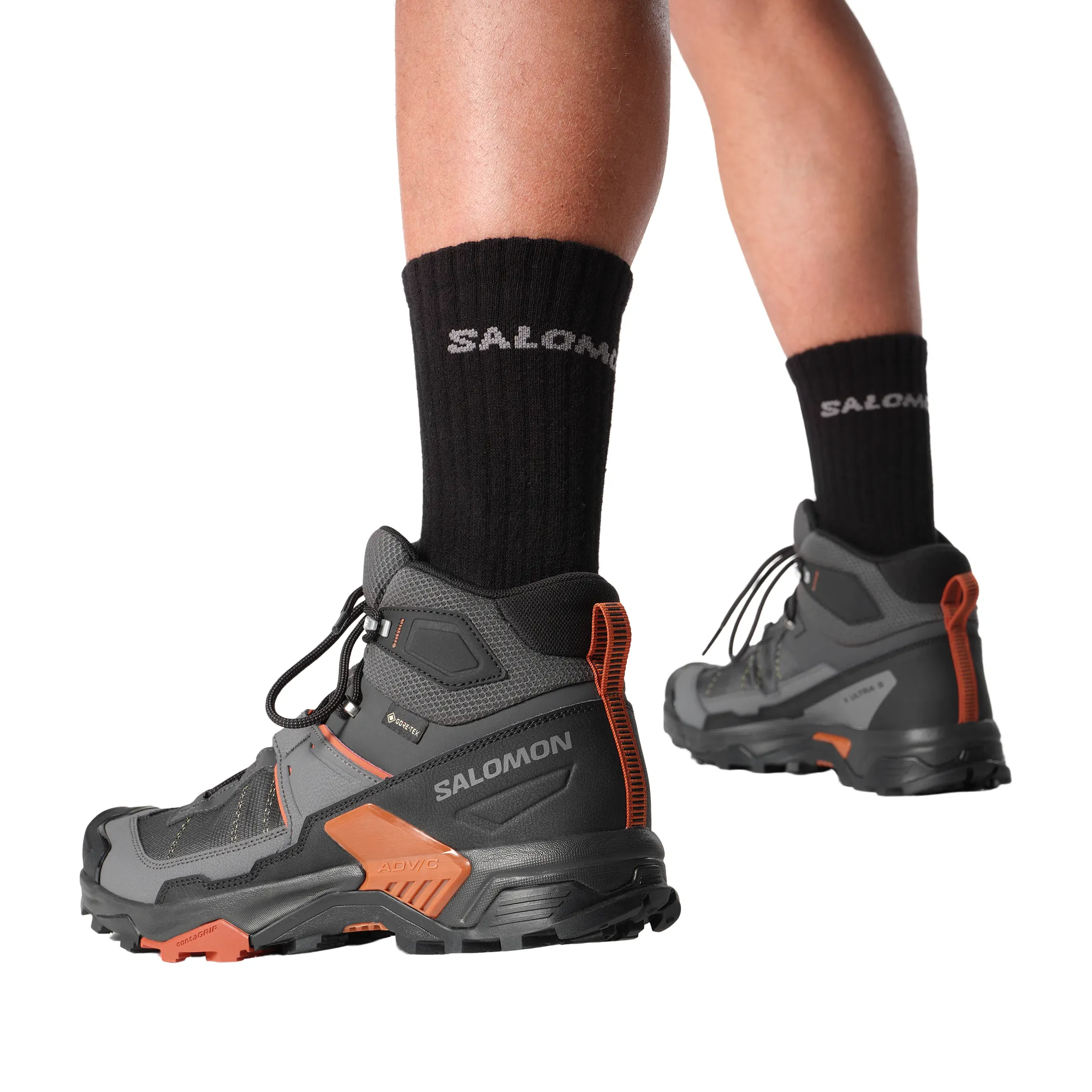 Salomon Men's X Ultra 5 Gore-Tex Mid Trail Boots (Asphalt/Castlerock/Burnt Ochre)