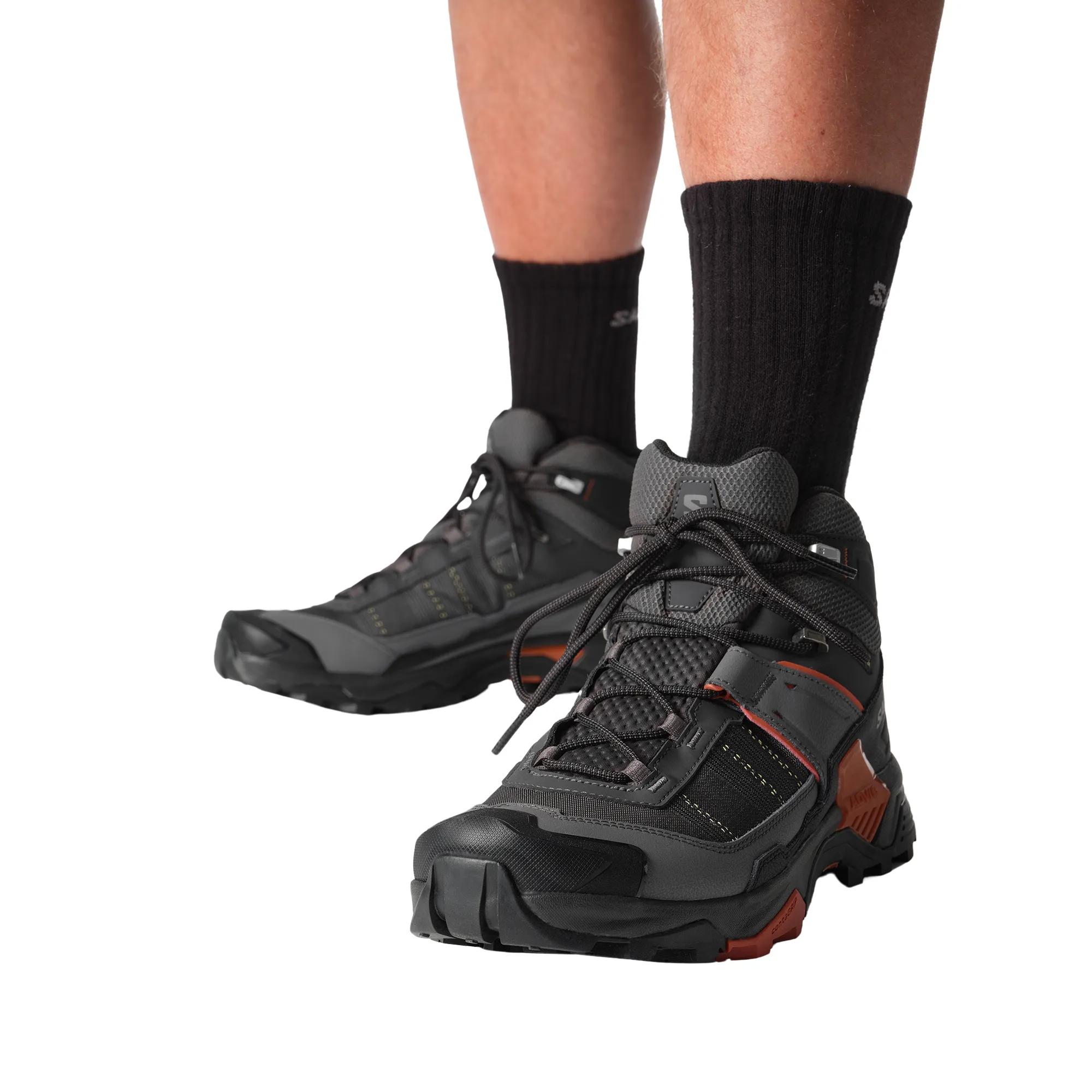 Salomon Men's X Ultra 5 Gore-Tex Mid Trail Boots (Asphalt/Castlerock/Burnt Ochre)