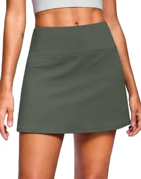 SANTINY 14" Skorts for Women with 2 Pockets High Waisted A Line Casual Pickleball Golf Skort Athletic Tennis Skirt