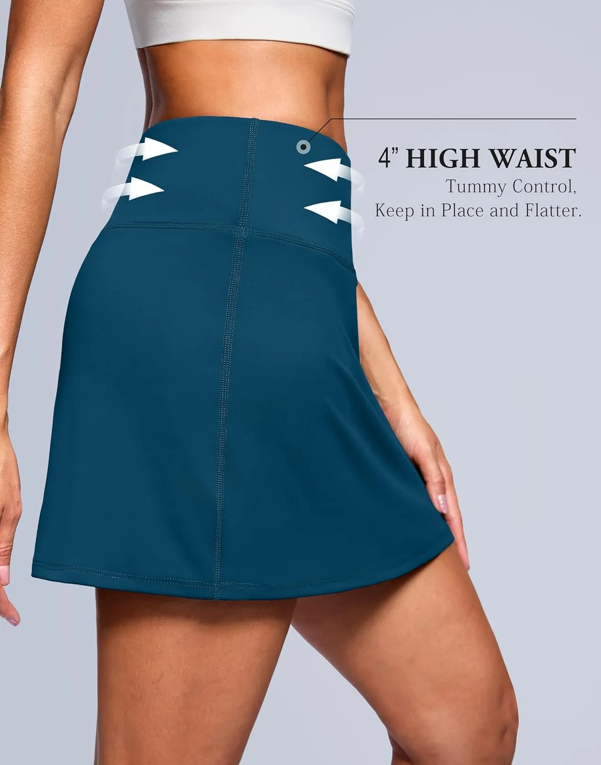 SANTINY 14" Skorts for Women with 2 Pockets High Waisted A Line Casual Pickleball Golf Skort Athletic Tennis Skirt