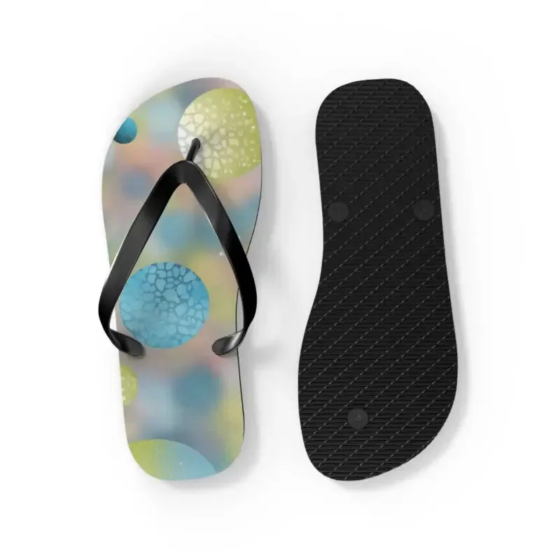 Summer Bluish Green Abstract Flip Flops