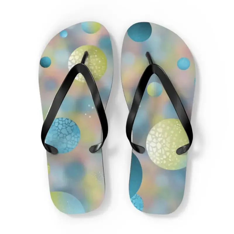 Summer Bluish Green Abstract Flip Flops