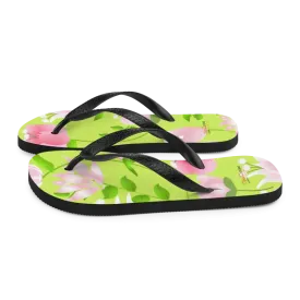 Summer Slip Resistant Flip Flops with Pink Flowers