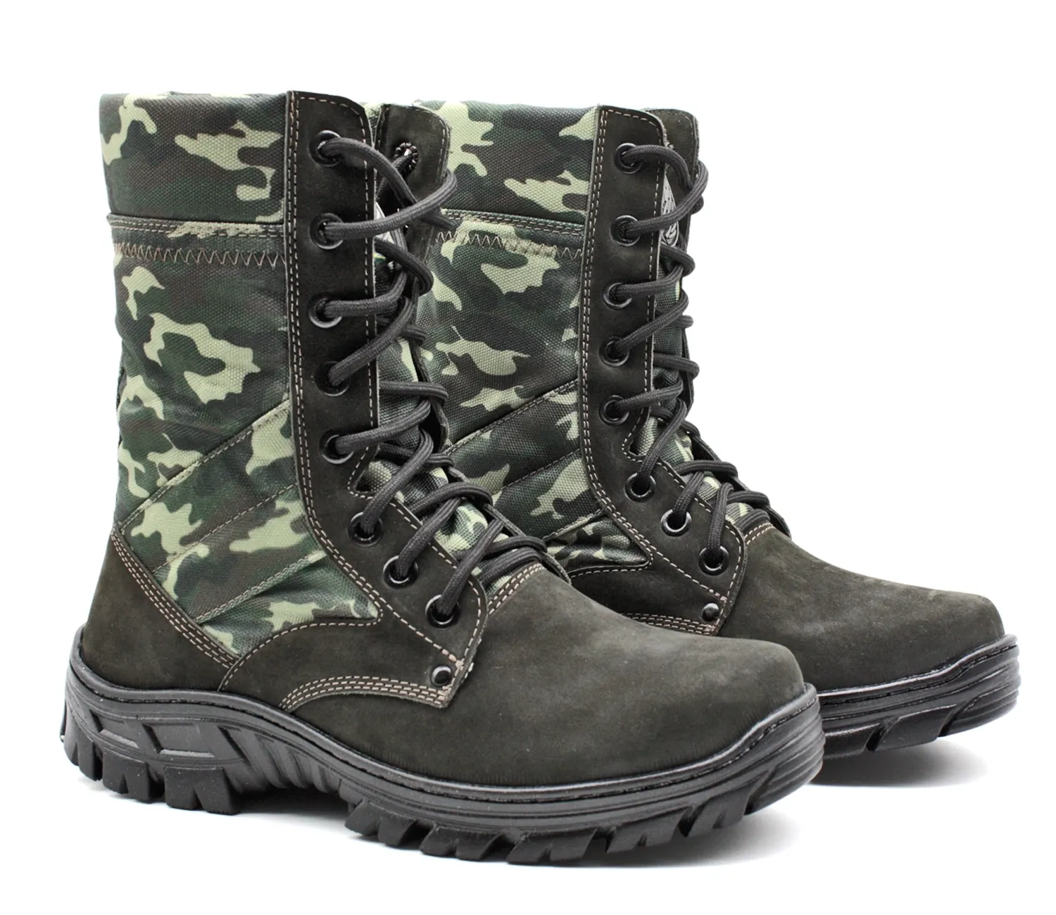 Tactical Boots Army Cammouflaged Genuine Leather and Canvas Multicam