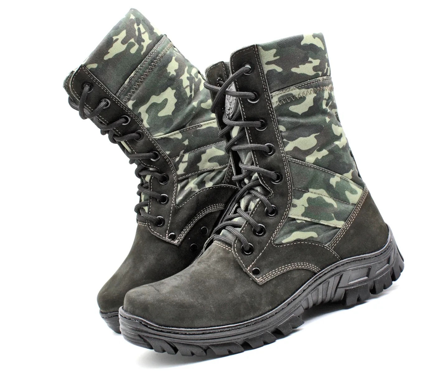 Tactical Boots Army Cammouflaged Genuine Leather and Canvas Multicam