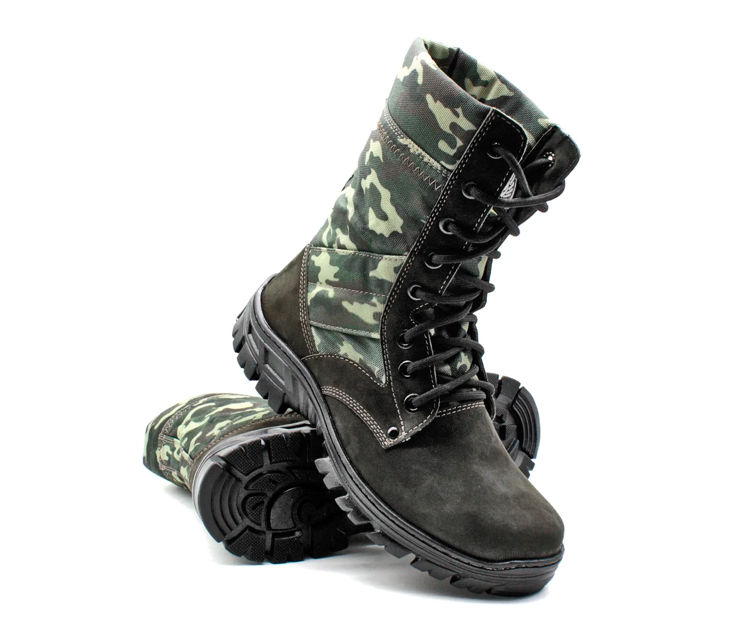 Tactical Boots Army Cammouflaged Genuine Leather and Canvas Multicam
